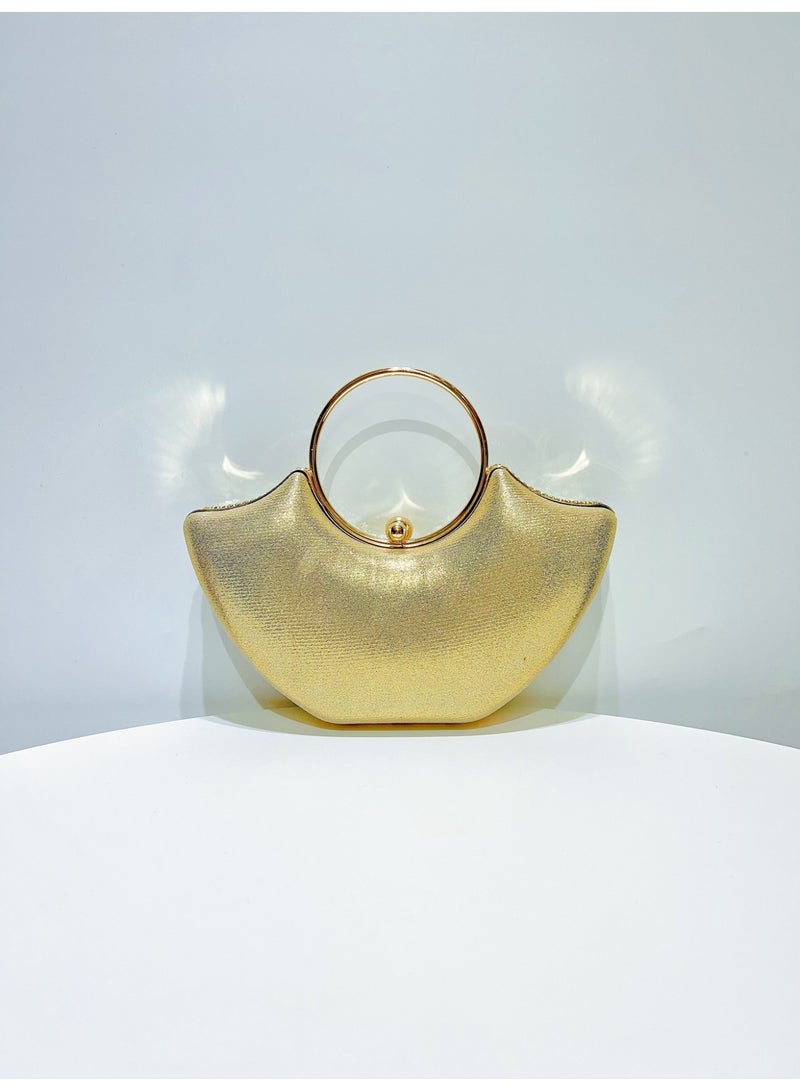 MAGNISHAN Luxury Rhinestone Evening Clutch Bag for Women, Elegant Crystal Party Handbag with Top Handle, Gold - Image 4