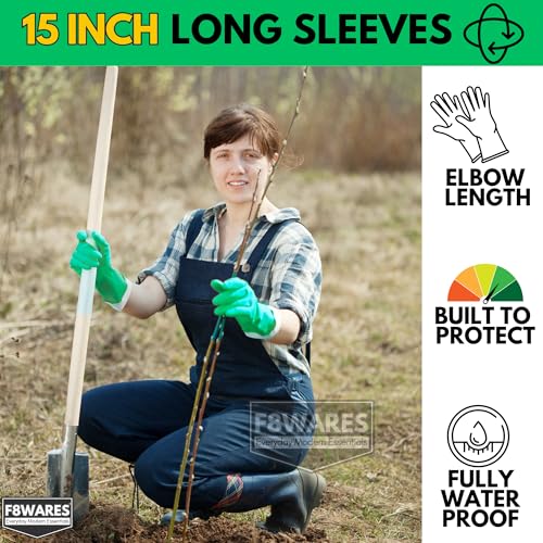 F8WARES 15 Inch Long Thick and Heavy Duty Reusable Nitrile Gardening Gloves - Long Garden Gloves for Gardening Work, Home Garden and Farming Pack 1 Pair XL - Image 5