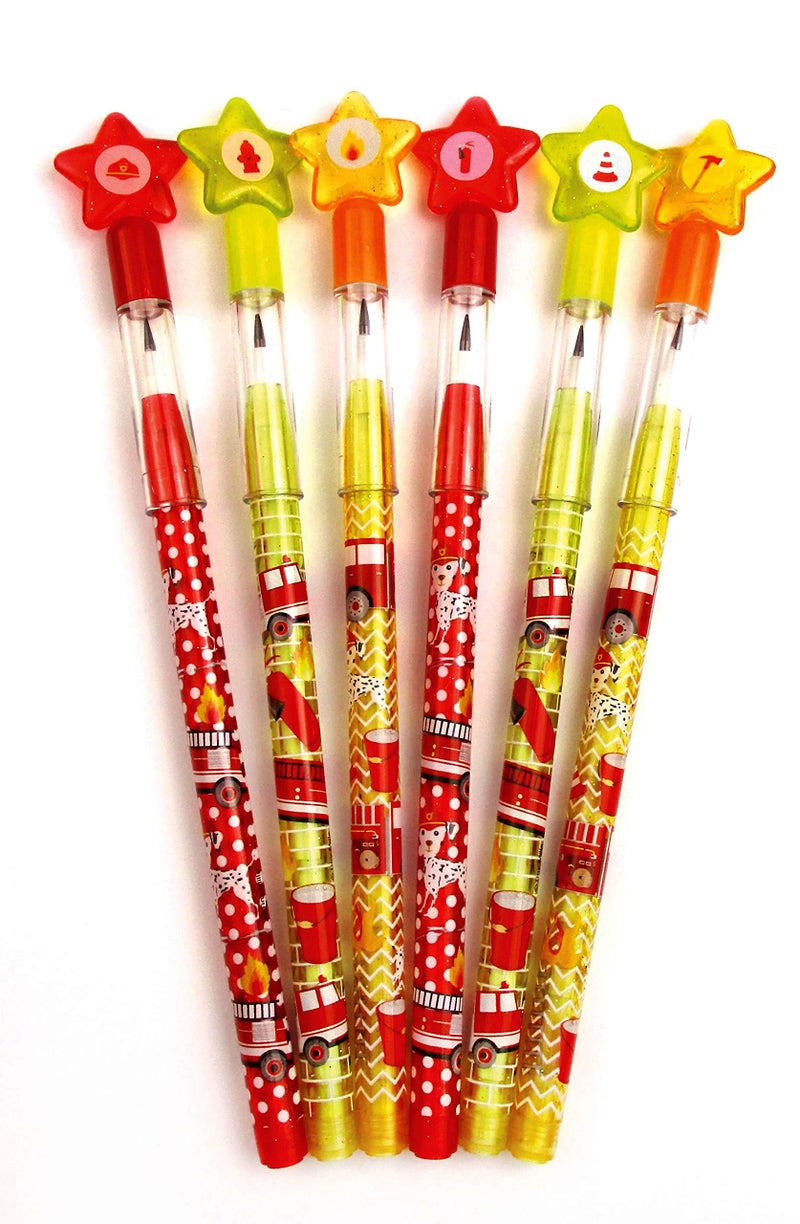 TINYMILLS 24 Pcs Fire Trucks Multi Point Stackable Pencilwith Eraser for Fire Truck Birthday Party Favor Prize Carnival Goodie Bag Stuffers Classroom Rewards - Image 2