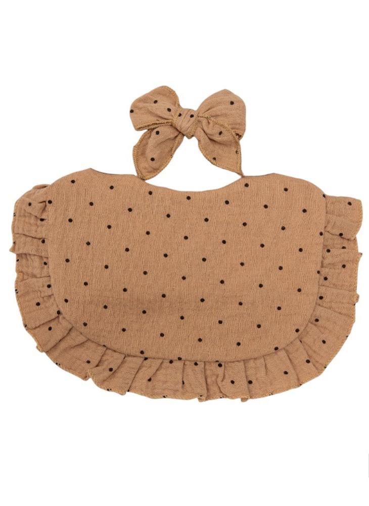 Bambimici Bambimici -Bella Baby Bib Set for Babies - Polka Dot Print Brown  - Image 1