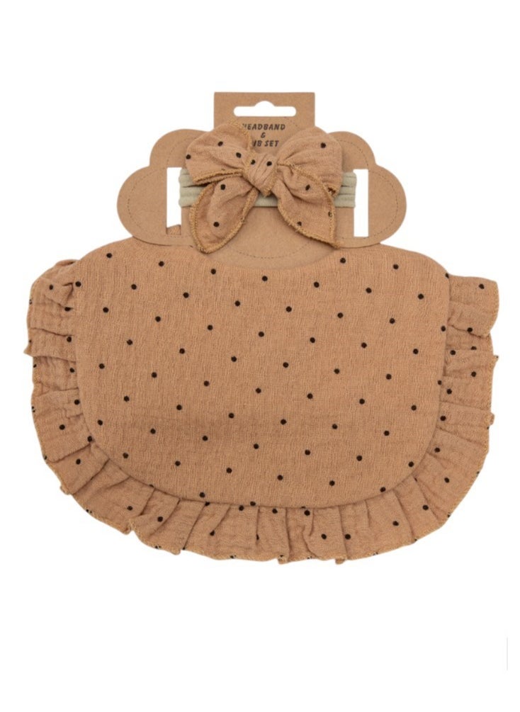 Bambimici Bambimici -Bella Baby Bib Set for Babies - Polka Dot Print Brown  - Image 2