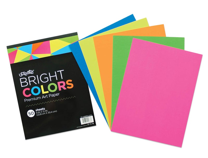 UCREATE ورق فني متميز بألوان زاهية U-Create، 12" × 9"، 50 ورقة، ألوان زاهية متنوعة، 65 رطل (95663) - Image 2