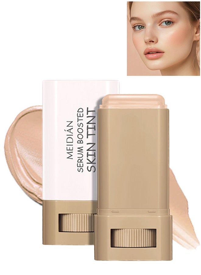 Meidián Beauty Balm Serum Boosted Skin Tint, Solid Tinted Moisturizing Serum Foundation Stick, Buildable Medium-to-Full Coverage Contour Stick for Face Makeup #04 - Image 1
