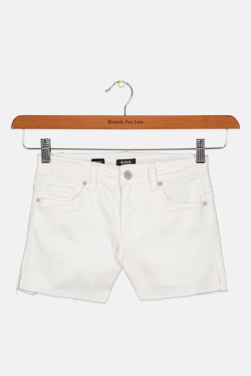Hudson Kids Girl Solid Denim Shorts, White  - Image 1