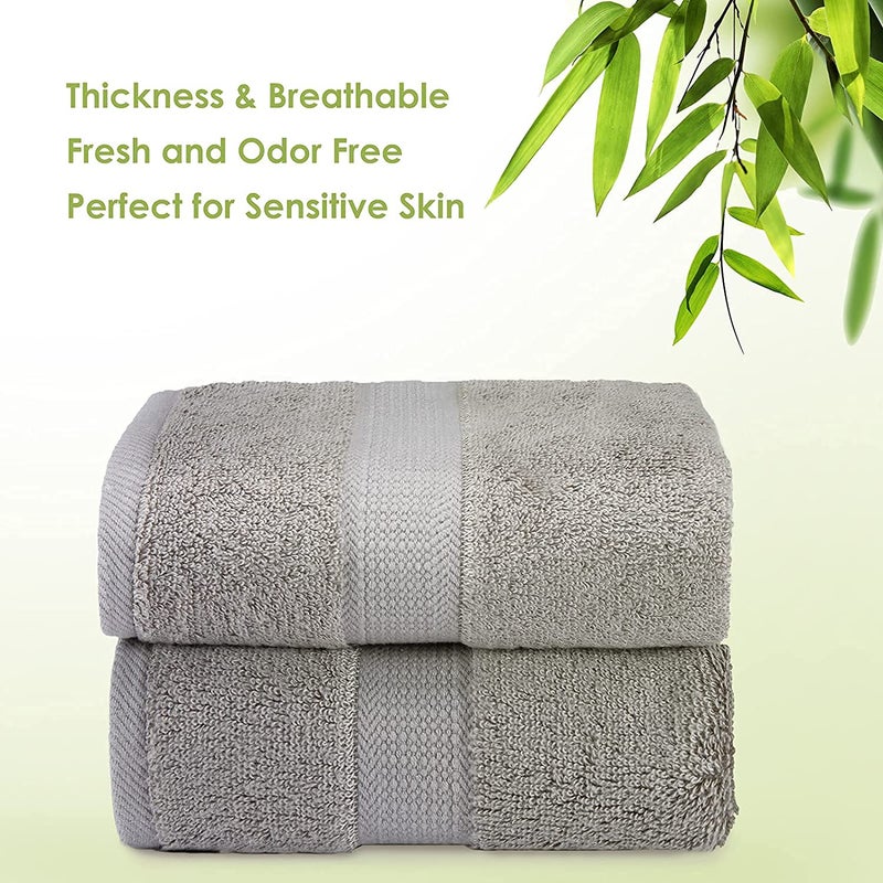 TIQH Bamboo Cotton Thick and Plush Hand, Gym & Workout Hand Towel - Set of 2 (Beige) - Image 2