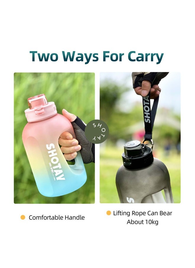 SHOTAY - SHOTAY 2.0L Sports Water Bottles Half Gallon Motivational with Time Marker Removable Straw, BPA Free And Leakproof,  Big Water Jug  for Fitness, Gym, Sports And Camping. - Image 1