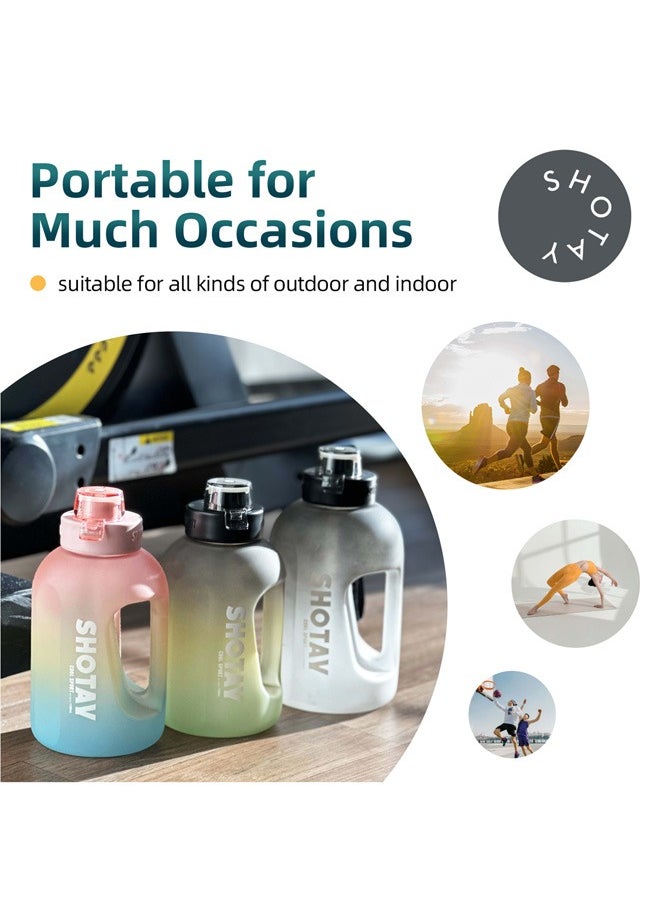 SHOTAY - SHOTAY 2.0L Sports Water Bottles Half Gallon Motivational with Time Marker Removable Straw, BPA Free And Leakproof,  Big Water Jug  for Fitness, Gym, Sports And Camping. - Image 1