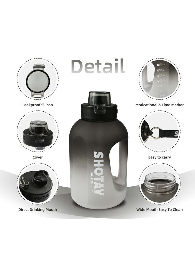SHOTAY - SHOTAY 2.0L Sports Water Bottles Half Gallon Motivational with Time Marker Removable Straw, BPA Free And Leakproof,  Big Water Jug  for Fitness, Gym, Sports And Camping. - Image 1