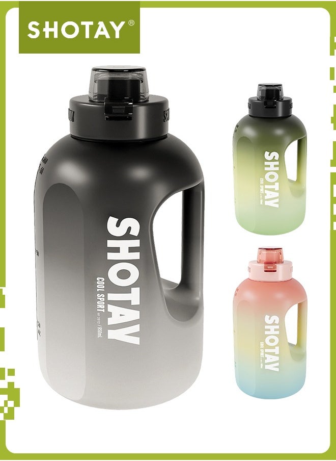 SHOTAY - SHOTAY 2.0L Sports Water Bottles Half Gallon Motivational with Time Marker Removable Straw, BPA Free And Leakproof,  Big Water Jug  for Fitness, Gym, Sports And Camping. - Image 1