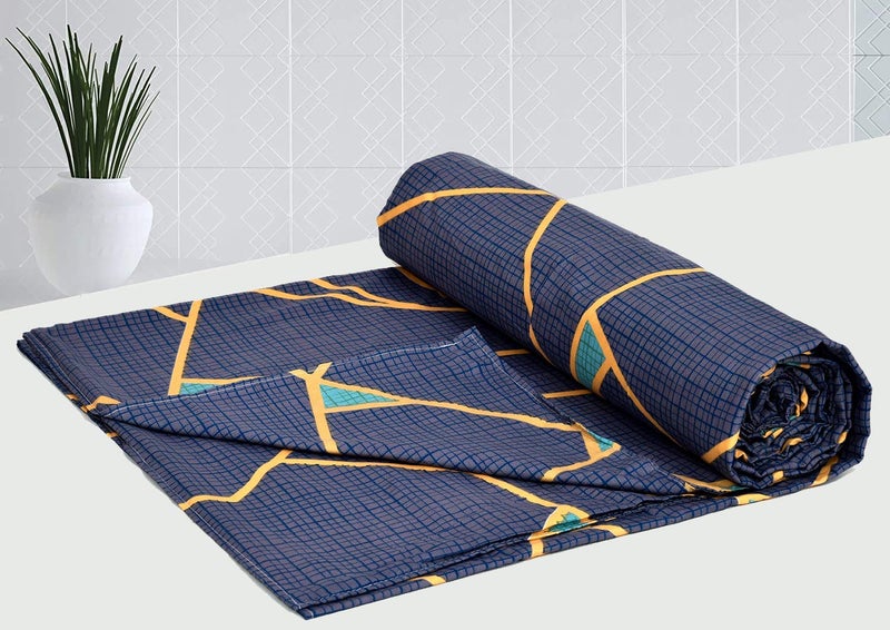 MORADO MORADO Premium Glace Cotton Geometric Pattern Single Bed Quilt CoverDuvet CoverRajai CoverBlanket Cover with Zipper 60 X 90 Inches Blue  - Image 2