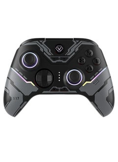Wireless Bluetooth Controller, Hall Linear Trigger Gamepad Controller, Compact Portable Gaming Joystick, Comfortable Grip Gamepad With RGB Lightening , (1pc, Black Grey, Hall Trigger)