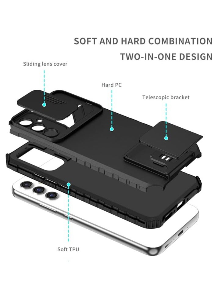 Generic TPU Tough PC Cover For Samsung Galaxy A55 Slide Camera Kickstand, Shockproof Protective Phone Case  - Image 2
