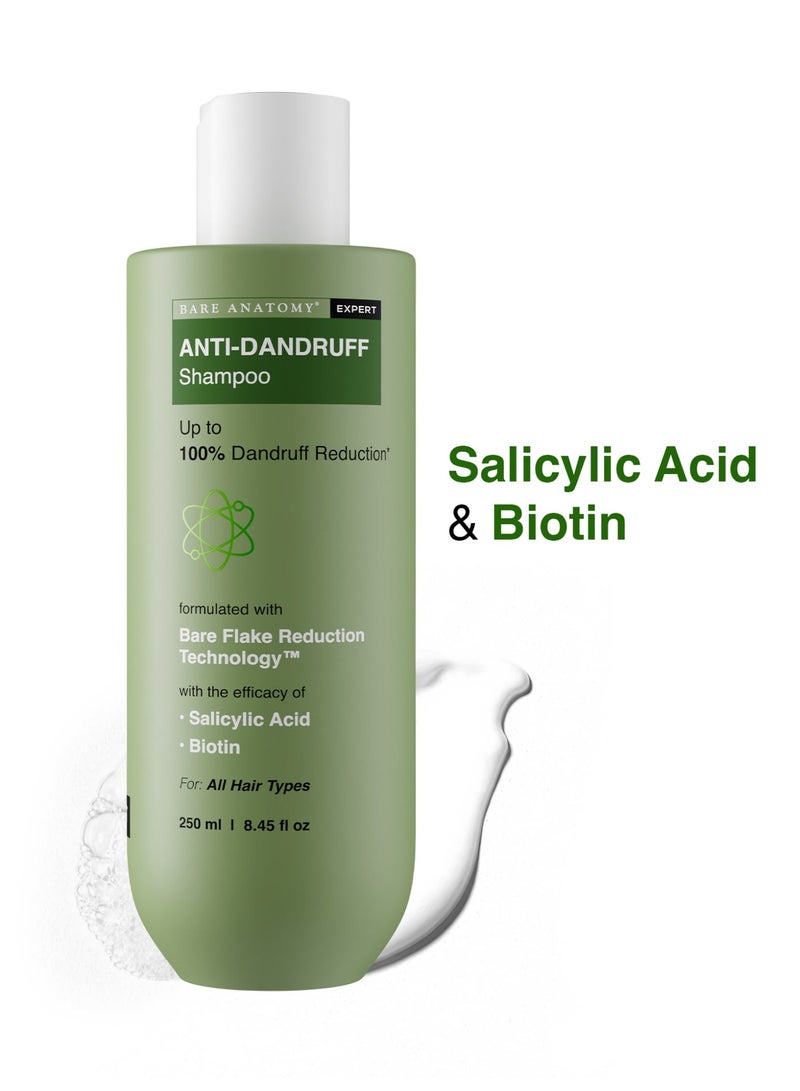 BARE ANATOMY Anti Dandruff Shampoo | Salicylic Acid & Biotin | Targets Oily Scalp and Sheds Dry Flakes | 250ml - Image 1
