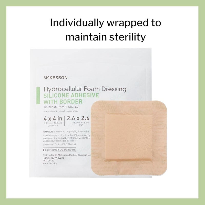 McKesson Hydrocellular Foam Dressings Sterile Silicone Adhesive with Border Dimension 4 in x 4 in Pad 3 in x 3 in 10 Count 1 Pack - Image 3