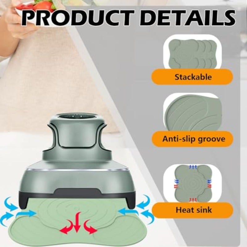 Ninja Fryer Trivets Silicone for Ninja Crispi Non-Slip Heat Resistant Mat Kitchen Counter Silicone Trivet Mats  Fryer Mats for Ninja Crispi Accessories Dishwasher Safe Green - Image 3