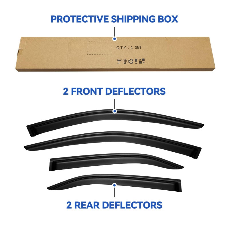 YQAUTEC Window Visors Rain Guards for 2007 2008 2009 2010 2011 Toyota Camry, Out-Channel Window Vent Wind Deflectors Visors Shades for 07-11 Camry - Image 5