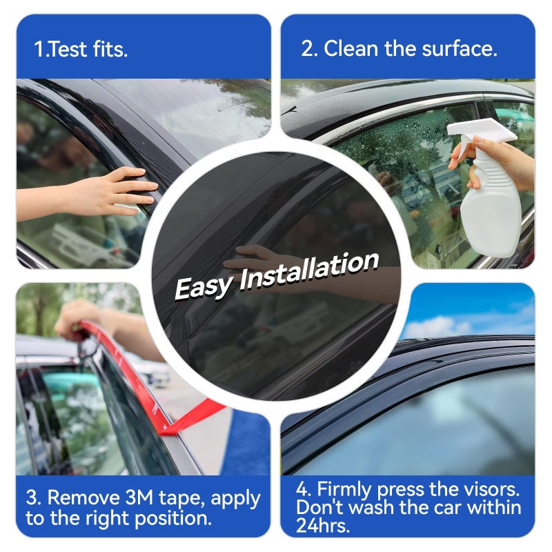 YQAUTEC Window Visors Rain Guards for 2007 2008 2009 2010 2011 Toyota Camry, Out-Channel Window Vent Wind Deflectors Visors Shades for 07-11 Camry - Image 4
