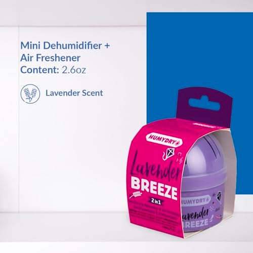 HUMYDRY® - Pack of 12 Mini Units - Dehumidifier and Air Freshener - 2.6 oz - Moisture Absorbers - Prevents Odors - Lavender Scent - For small spaces - Image 2