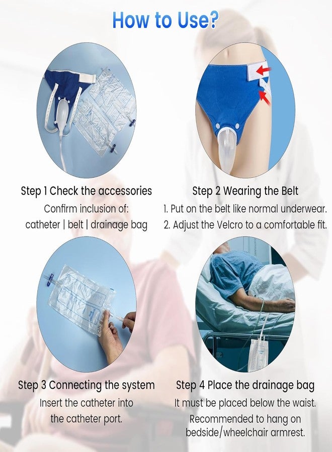 COZIESS مجموعة COZIESS 1Pack، مجموعة تجميع البول المحمولة القابلة للارتداء مع سروال ثابت يسمح بالتهوية، وكبسولة تجميع سيليكون قابلة لإعادة الاستخدام، وأكياس تصريف البول بسعة 2000 مل و1000 مل، سهلة الاستخدام، للرجال كبار السن. - Image 5