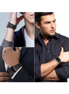 Y&D Genuine Leather Band for Apple Watch Premium Quality Strap with Butterfly Clasp Men Compatible iWatch SE Series 9 8 7 6 5 4 3 2 1or Ultra Black All of  - Image 5