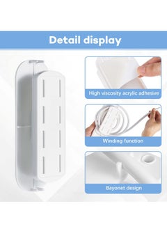 KASTWAVE Self Adhesive Power Strip Holder Power Socket Mounts with Wire Wrap Function, Plastic Power Bar Holder Power Strip Fixer for Router Computer Kitchen Home Office Cable Management 5 Pack  - Image 2