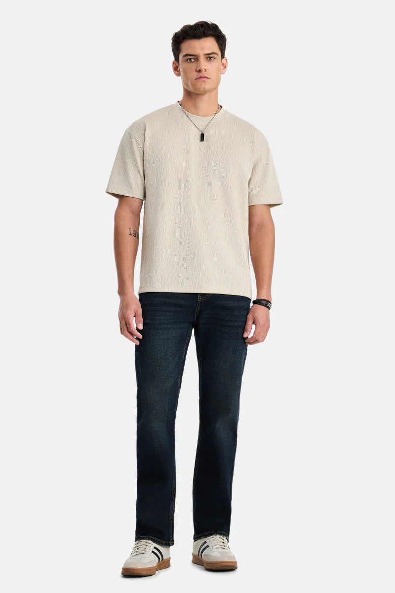 SNITCH Dark Blue Solid Straight Fit Casual Jeans