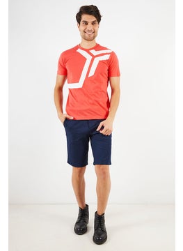 JOHN RICHMOND Men Sportswear Fit Crew Neck Short Sleeve Graphic T-shirt, Coral  - Image 2