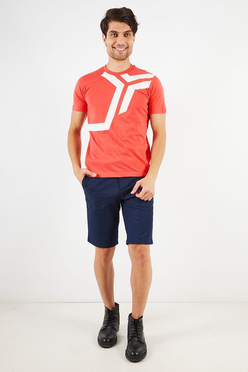 JOHN RICHMOND Men Sportswear Fit Crew Neck Short Sleeve Graphic T-shirt, Coral - Image 2