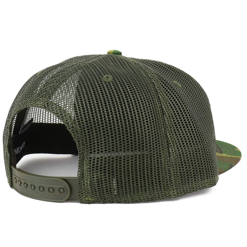 Armycrew Oversize XXL Blank Camouflage Flatbill Mesh Snapback Cap - Camo Olive - 2XL - Image 4