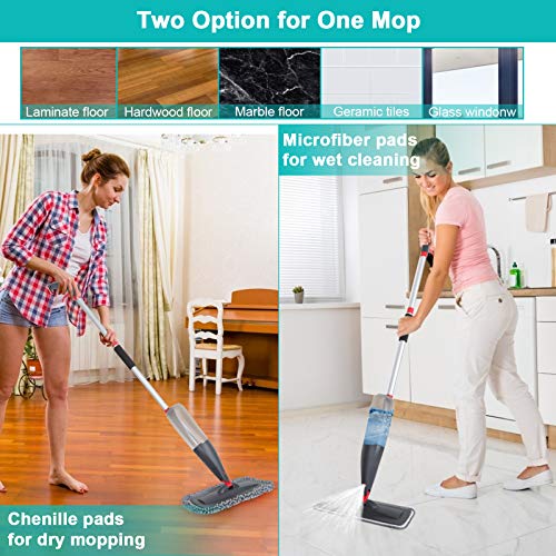 CLDREAM Spray Mop for Floor Cleaning with 3pcs Washable Pads - Wet Dry Microfiber Mop with 800 ml Refillable Bottle for Kitchen Wood Floor Hardwood Laminate Ceramic Tiles Floors Dust Cleaning - Image 5
