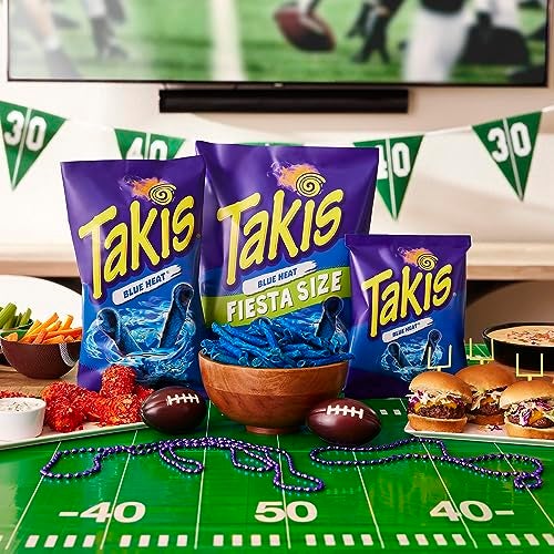 Taki's Takis Blue Heat 17 oz Fiesta Size Bag, Hot Chili Pepper Flavored Extreme Spicy Rolled Tortilla Chips - Image 3