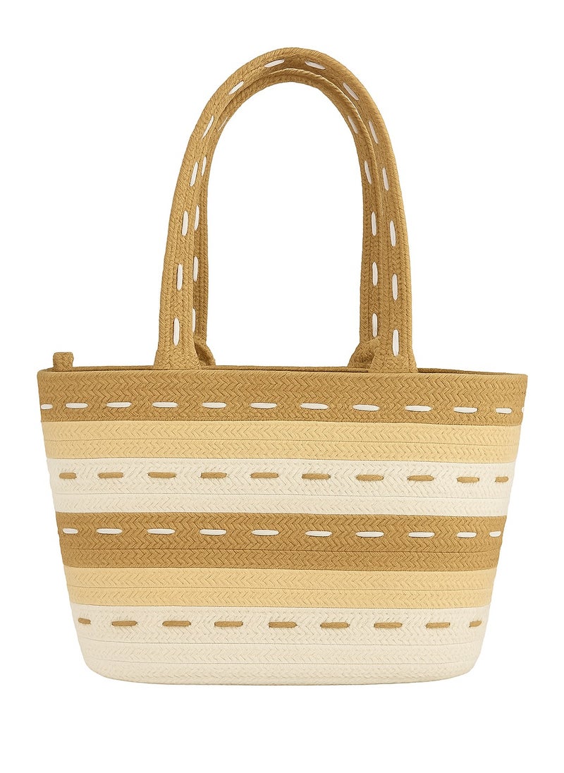 Generic Woven Straw-Style Tote Bag for Women – Casual Shoulder Handbag  - Image 1
