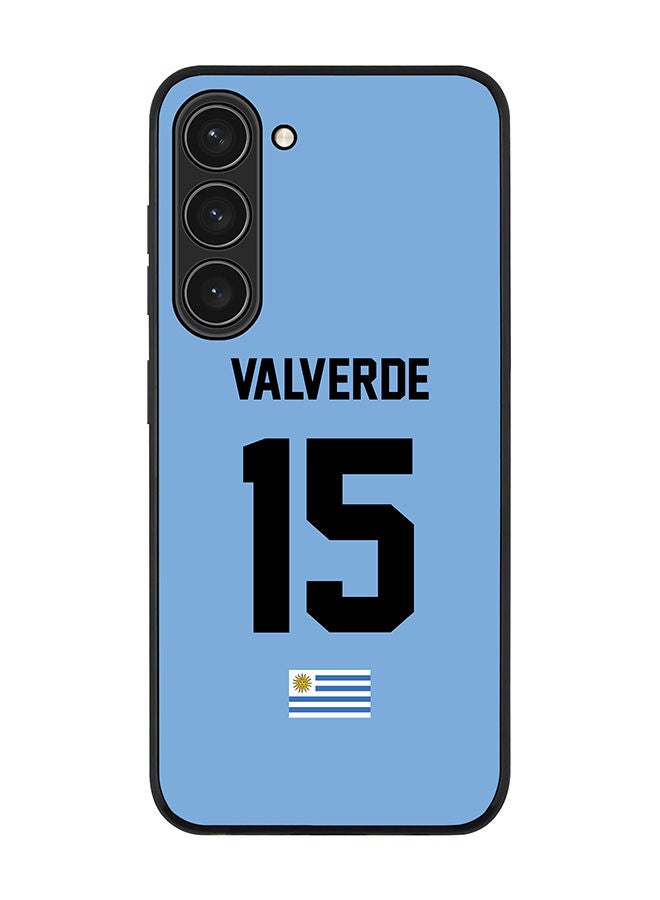 Stylizedd Rugged Black edge case for Samsung Galaxy S23+ 5G Slim fit Soft Case Flexible Rubber Edges Anti Drop TPU Gel Thin Cover - Football Team - Uruguay Player Name - Valverde - Image 1