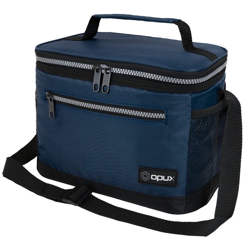 opux Insulated Lunch Box Men Women Lunch Bag for Work School Leakproof Soft Cooler Tote Adult Large Lunch Pail Kids Boys Girls Picnic Beach Food Bag with Shoulder Strap Navy