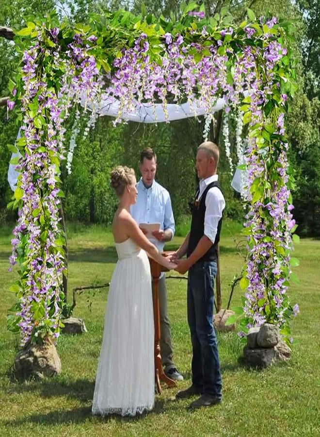 Antspirit 5pack Wisteria Garland Artificial Flowers Garland Fake Hanging Wisteria Vines for Wedding Floral Decor-Total 33 Ft (Light Purple) - Image 3