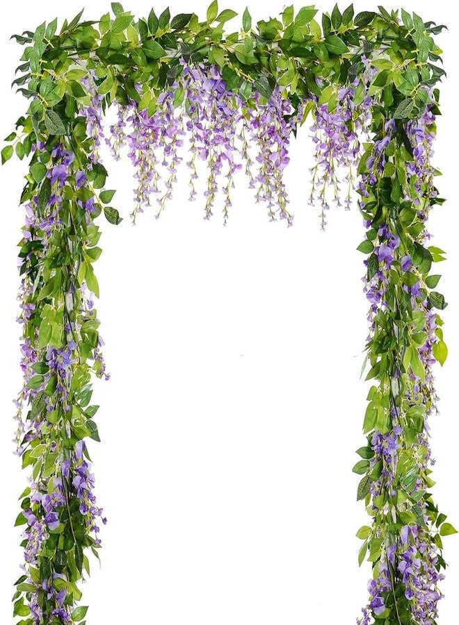 Antspirit 5pack Wisteria Garland Artificial Flowers Garland Fake Hanging Wisteria Vines for Wedding Floral Decor-Total 33 Ft (Light Purple) - Image 1
