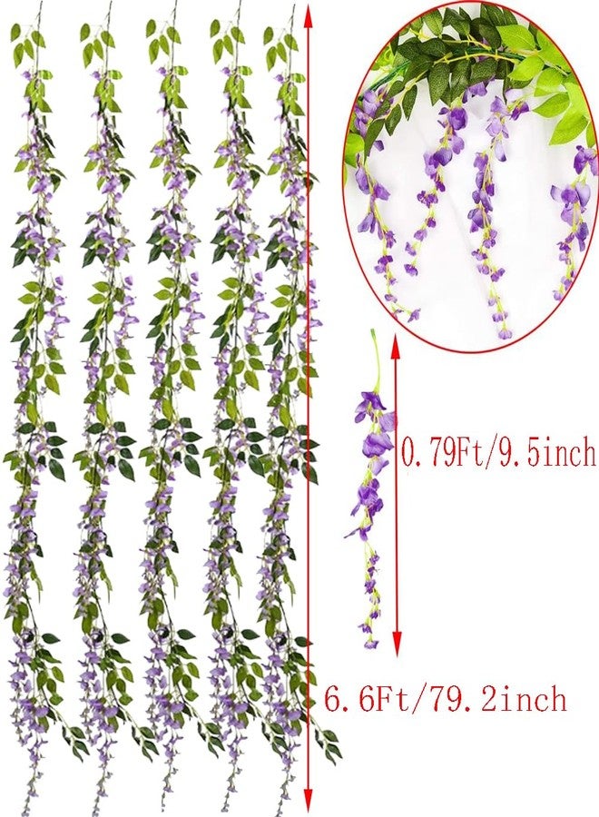 Antspirit 5pack Wisteria Garland Artificial Flowers Garland Fake Hanging Wisteria Vines for Wedding Floral Decor-Total 33 Ft (Light Purple) - Image 2