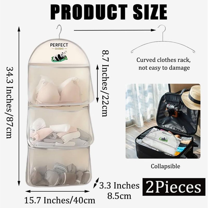 3-Layer Hanging Closet Organizer for Bras, Underwear, and Socks - 2 Pack - Image 2