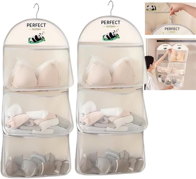 3-Layer Hanging Closet Organizer for Bras, Underwear, and Socks - 2 Pack - Image 1