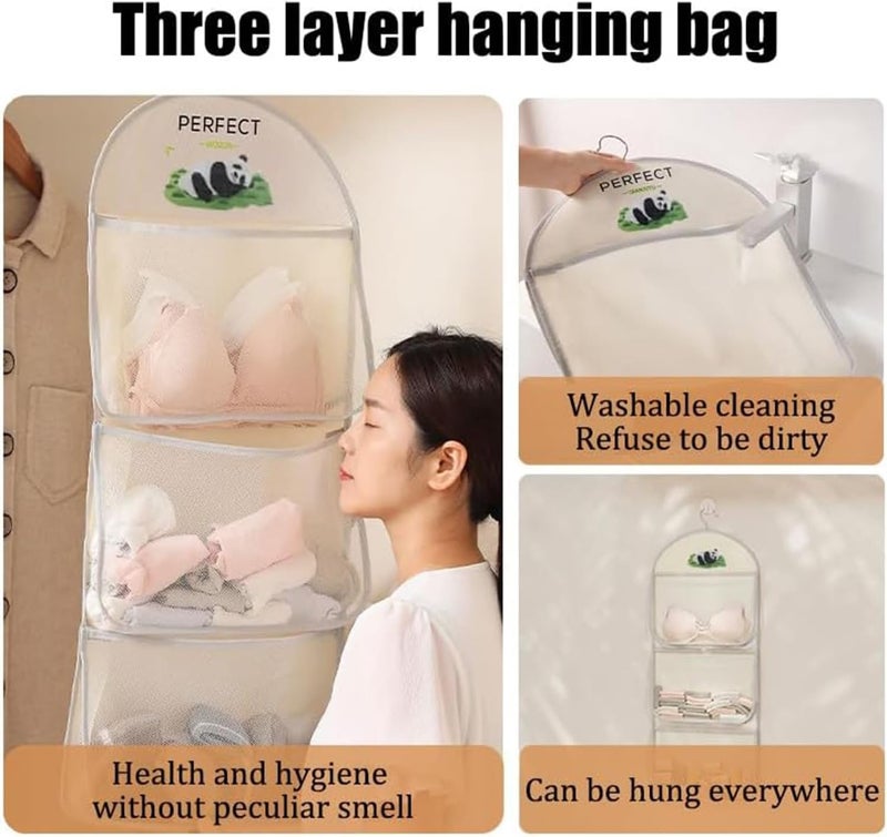 3-Layer Hanging Closet Organizer for Bras, Underwear, and Socks - 2 Pack - Image 3