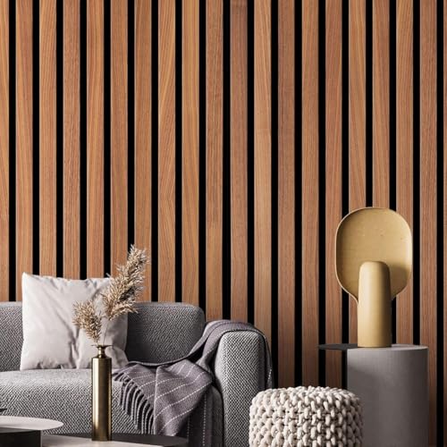 Wollzo Modern Wooden Slat Wall Panel, Vertical Decorative Room Divider, Natural Oak Finish Wallpaper (1000 cm) - Image 3