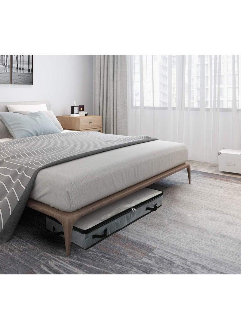 GUDOO 2pcs Soft Foldable Under Bed Storage Bags for Blankets Clothes Comforters Storage Organizer in Bedroom, Closet with Transparent Cover, 4 Handles, 100 * 50 * 15cm, Grey (Style 1)  - Image 5