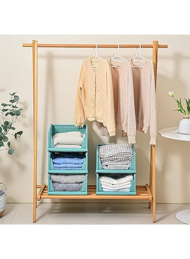 JEYANG Foldable Plastic Wardrobe Organizer - Stackable Storage Solution for Clothes, Ideal for Bathroom, Kitchen, and Bedroom Use (Pack of 12, Blue) - Image 3