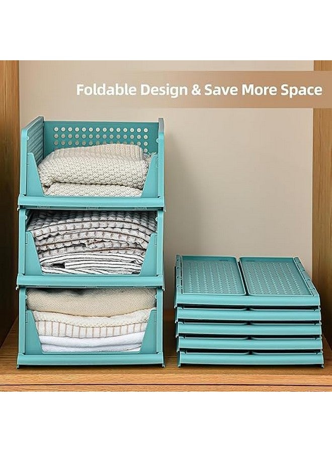 JEYANG Foldable Plastic Wardrobe Organizer - Stackable Storage Solution for Clothes, Ideal for Bathroom, Kitchen, and Bedroom Use (Pack of 12, Blue) - Image 5