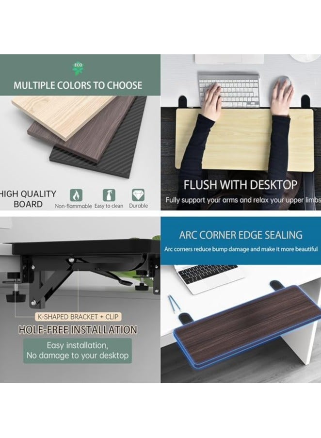 Green Tiger Ergonomics Desk Extender Tray, 21.7"x9.5" Punch-Free Clamp on, Foldable Keyboard Drawer Tray, Table Mount Arm Wrist Rest Shelf, Computer Elbow Arm Support - Image 3