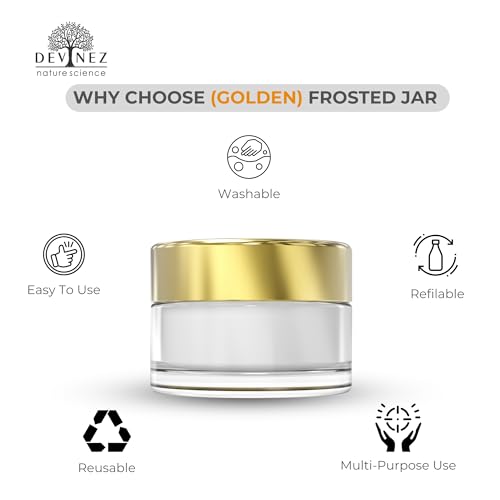 Devinez Multipurpose (Pack of 6) Round Frost Glass Cosmetic Jars,30gm with Inner Liners and Golden Lids, Travel Jars, Refillable for Makeup, Cream, Lotion, Sugar Scrubs, Eye Shadow Paint, Jewelry - Image 4