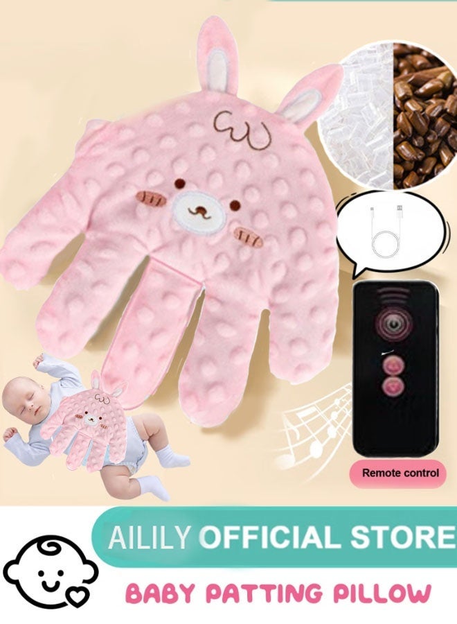 Ailily Baby Soothing Palm, Baby Patter for Sleep,Automatic Patting Patter Pillow， Startle Prevention Cartoon Animal Baby Pillow, Electric Baby Soothing Palm with Remote Control, for Newborns Baby Girl Baby Boy（pink） - Image 1