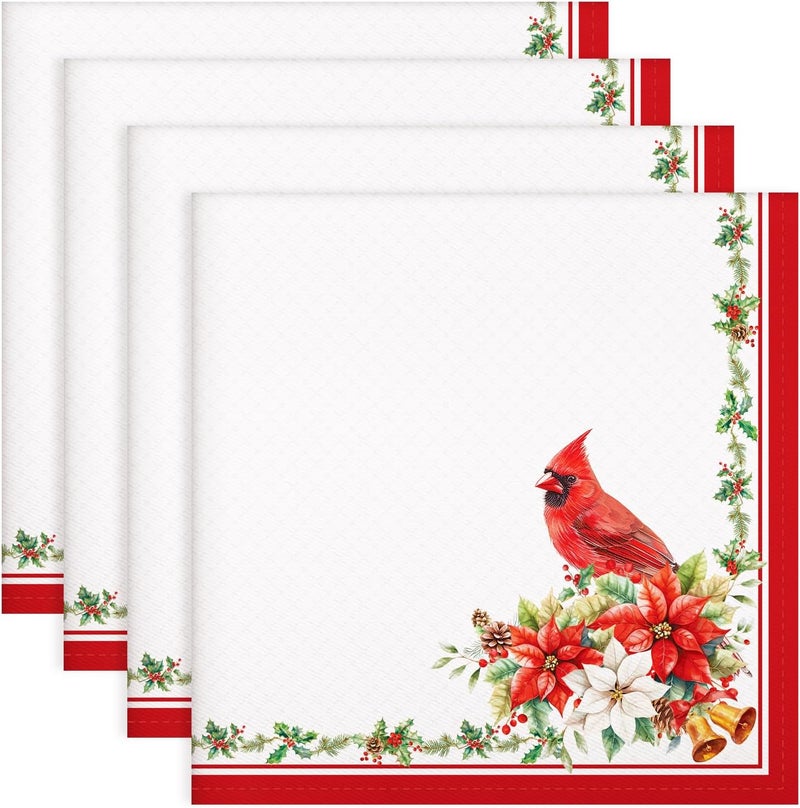 Arquiel Christmas Cardinal Napkins 1818 Inch Floral Dinner Cloth Napkins Set of 6 Washable Cotton Soft Absorbent Square Napkins for Dining Kitchen Party Wedding Decoration - Image 1