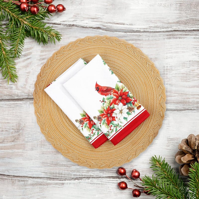 Arquiel Christmas Cardinal Napkins 1818 Inch Floral Dinner Cloth Napkins Set of 6 Washable Cotton Soft Absorbent Square Napkins for Dining Kitchen Party Wedding Decoration - Image 2