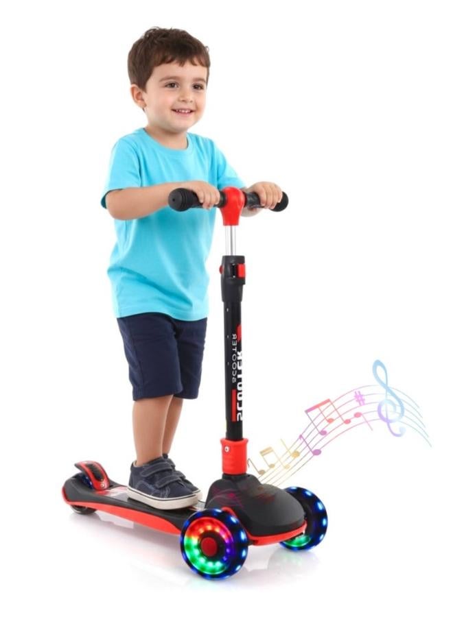 High quality Kid's scooter 3 wheels Big pedal Foldable scooter, height-adjustable PU with LED light wheels, best for gifts for children from 3 to 12,red - Image 1